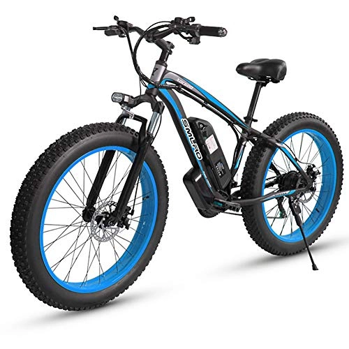 Bicicletas de montaña eléctrica : Gowell 15AH 48V 350W Bicicleta de Montaña e-Bike 26 Pulgadas Aluminio Batería de Litio Shimano 21 Velocidades Freno de Disco Medidor LCD, Azul