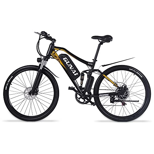 Bicicletas de montaña eléctrica : GUNAI Bicicleta Eléctrica con Motor Sin Escobillas de 500W con BateríA de Iones de Litio Extraíble 48V 15AH Palanca de Cambios Shimano de 7 Velocidades