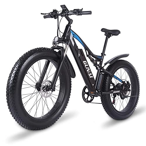 Bicicletas de montaña eléctrica : GUNAI Bicicleta Eléctrica para Adultos, Bicicleta Eléctrica de Montaña con Suspensión Completa de 26 Pulgadas, con Batería de 48V y 17AH y Freno de Aceite