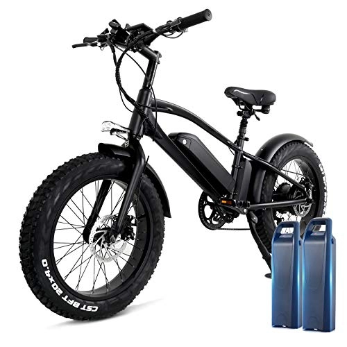 Bicicletas de montaña eléctrica : H&G 20x4.0'' Bicicleta Eléctrica, 48V 10Ah Neumático Gordo Ciclismo de Playa Bicicleta con 2 x batería extraíble Tres Modos de Trabajo Fitness City Conmutación Urbana