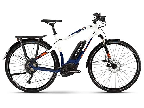 Bicicletas de montaña eléctrica : Haibike Sduro Trekking 5.0 Pedelec E-Bike - Bicicleta eléctrica, color blanco, azul y naranja
