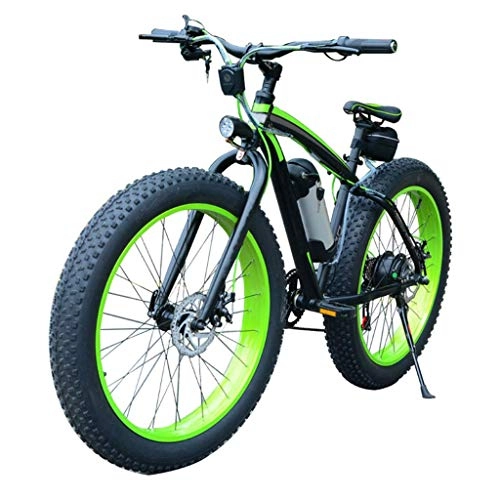 Bicicletas de montaña eléctrica : HAOHAOWU Mountain Ebike, 26 Inch Fat Tire Electric Bike Fat Tire Road Bicycle Snow Bike Pedals with Disc Brakes and Suspension Fork (Removable Lithium Battery)