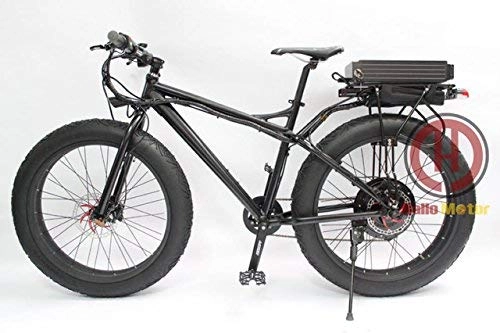 Bicicletas de montaña eléctrica : HYLH Potente neumtico Gordo 48V 1000W 26"Total Negro Bicicleta elctrica Snow Ebike Soporte Trasero 48V 20AH Batera de Litio Rueda