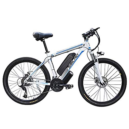Bicicletas de montaña eléctrica : Hyuhome Las Bicicletas eléctricas para Adultos, 360W Ebike de aleación de Aluminio de Bicicletas extraíble 48V 10Ah de Iones de Litio de Bicicletas de montaña / batería / conmuta Ebike, White Blue