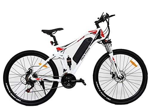 Bicicletas de montaña eléctrica : Italia Power Off Grid, E-Bike SHUNGITE, Bicicleta Electrica de montaña, Unisex, Adultos, Blanco, M