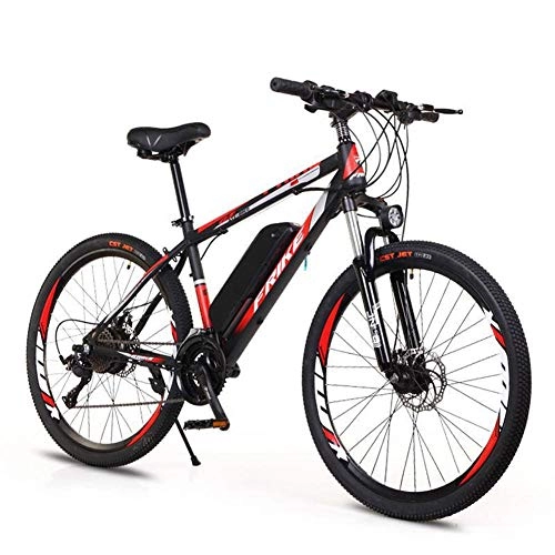 Bicicletas de montaña eléctrica : Jieer Bicicleta Eléctrica de Montaña, Bicicleta Híbrida de 26 Pulgadas / (36V8Ah) Sistema de Potencia de 27 Velocidades y 5 Velocidades Frenos de Disco Mecánicos Bloqueo, hasta 35 Km / H-Negro Rojo