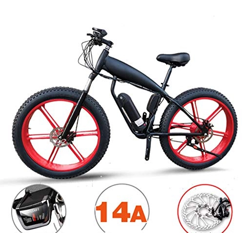 Bicicletas de montaña eléctrica : JXH 48V14AH 400W Potente Bicicleta elctrica 26 '' 4.0 Fat Tire Ebike Shimano 27 Nieve Velocidad MTB Bicicleta Plegable elctrica de la Hembra Adulta / Hombre, Negro