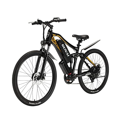 Bicicletas de montaña eléctrica : KELKART Fat Tire Bicicleta Eléctrica / Bicicleta de Montaña de 27.5"con Frenos de Disco Mecánicos Y Sistema de Cambio Shimano de 7 Velocidades, Bicicleta de Suspensión Completa