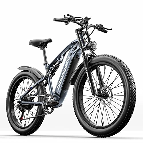 Bicicletas de montaña eléctrica : Kinsella Bicicleta de montaña eléctrica MX05, motor BAFANG 48V15AH batería de larga duración, neumático de 26 pulgadas suspensión completa doble freno de aceite bicicleta eléctrica