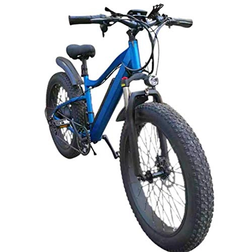 Bicicletas de montaña eléctrica : KT Mall Bicicleta eléctrica Amplia Fat Tire Velocidad Variable batería de Litio de Motos de Nieve montaña de Deportes al Aire Libre de aleación de Aluminio de Coches, Azul, 26x16