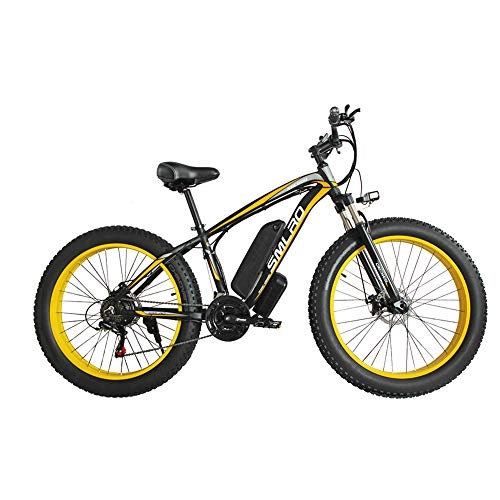 Bicicletas de montaña eléctrica : KT Mall Bicicleta eléctrica de aleación de Aluminio de la batería de Litio de la Playa de Motos de Nieve Rueda Grande Fat Tire ciclomotor cercanías de Ejercicio físico, Amarillo