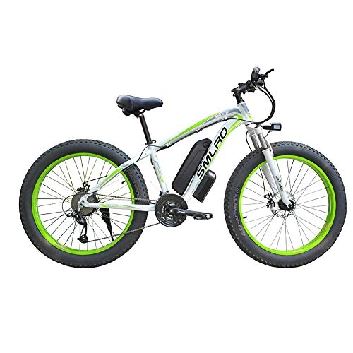 Bicicletas de montaña eléctrica : KT Mall Bicicleta eléctrica de aleación de Aluminio de la batería de Litio de la Playa de Motos de Nieve Rueda Grande Fat Tire ciclomotor cercanías de Ejercicio físico, Verde