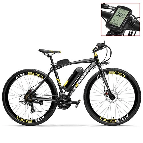 Bicicletas de montaña eléctrica : LANKELEISI RS600 700C Asistente de Pedal Ebike, batería 36V 20Ah, Motor 400W, Marco de aleación de Aluminio, Bicicleta de Carretera, Pedelec. (Grey-LCD, Standard)