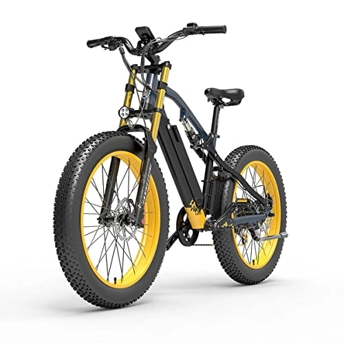 Bicicletas de montaña eléctrica : LANKELEISI RV700 26 pulgadas eléctrica montaña caza bicicleta grasa neumático bicicleta 48 V 16ah batería de litio Ebike bicicleta eléctrica para adultos
