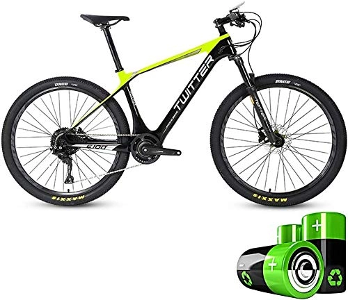 Bicicletas de montaña eléctrica : LAZNG Bicicleta de montaña elctrica hbrida Moto de Nieve 27, 5 Pulgadas Adultos de Ultra Pedal de Bicicleta luz 36V10Ah batera incorporada de Litio (Color : Green)