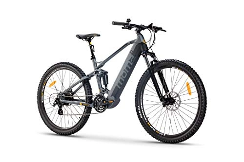 Bicicletas de montaña eléctrica : Moma Bikes Bicicleta Eléctrica E-MTB 29" Full Suspension, Shimano 24vel, frenos hidráulicos, batería Litio 48V 13Ah (624Wh)
