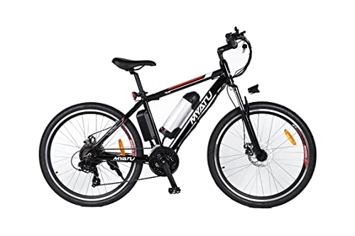 Bicicletas de montaña eléctrica : Myatu Bicicleta Eléctrica de Montaña 26", Bicicleta Eléctrica Unisex con Batería Extraíble 36V 10.4Ah, Bici Electrica para Adultos con Cambios de Marcha 21 Vel, Negra