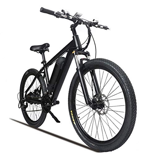 Bicicletas de montaña eléctrica : Negro Bicicletas Eléctricas para Adultos, con Batería Extraíble de 36V / 10Ah, Híbrido de 21 velocidades, para Ciclismo al Aire Libre, Viajes, Ejercicio