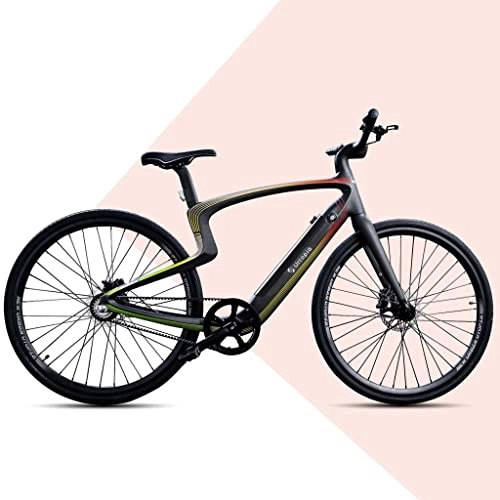 Bicicletas de montaña eléctrica : NewUrtopia - Bicicleta eléctrica inteligente completa de carbono, talla L, modelo Rainbow (negro multicolor), 35 Nm, proyección antirrobo, control por voz, ultraligera