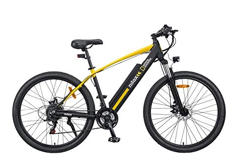 Bicicletas de montaña eléctrica : Nilox X6 National Geographic Bicicleta eléctrica, Unisex Adulto, Negro y Amarillo, M