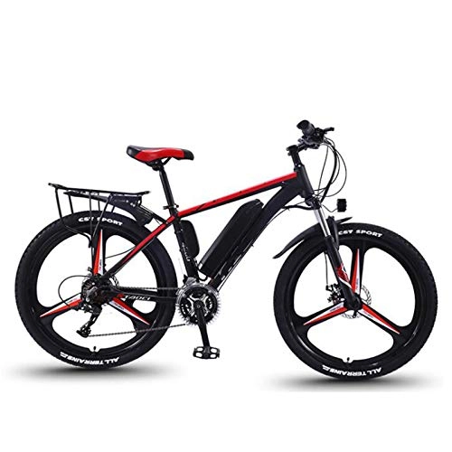 Bicicletas de montaña eléctrica : NYPB Bicicleta de montaña eléctrica, Bicicleta eléctrica de 26 Pulgadas con batería reemplazable de 36 V, Motor sin escobillas de 350 W, Caja de Cambios de 27 velocidades Unisex (Red-B 8ah)