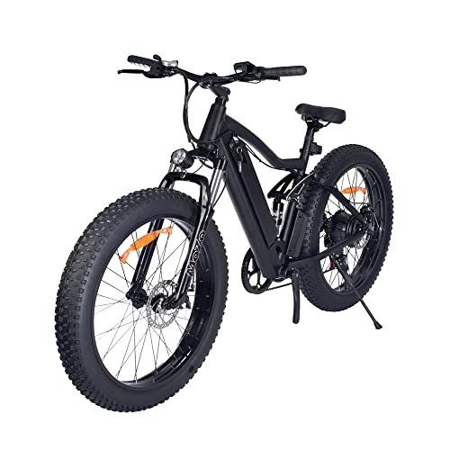 Bicicletas de montaña eléctrica : OneS1 - Bicicleta de montaña eléctrica de 26 pulgadas 4.0, neumáticos gruesos, 25 km / h, frenos de disco mecánicos, pantalla LCD multifuncional, para hombre y mujer, 48 V, 10 Ah, doble amortiguación