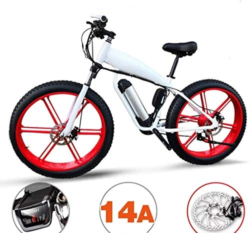 Bicicletas de montaña eléctrica : PARTAS Un Viaje de conveniencia Saludable de Viaje 48V14AH 400W Potente Bicicleta elctrica 26 '' 4.0 Fat Tire Ebike Shimano MTB 27 Velocidad de Nieve Plegable Bicicleta elctrica (Color : White)
