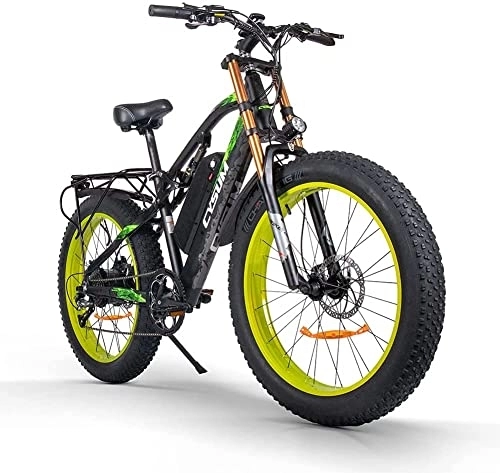 Bicicletas de montaña eléctrica : RICH BIT Bicicleta eléctrica CM-900 para Adultos Bicicleta de Ejercicio eléctrica sin escobillas de 48 V, batería de Litio de 17 Ah, Freno hidráulico de Bicicleta de montaña extraíble (Verde Negro)