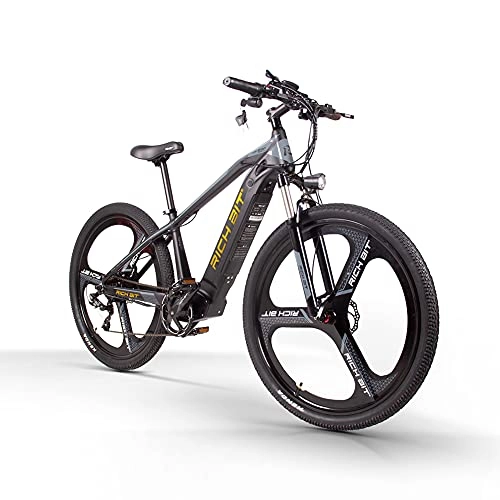 Bicicletas de montaña eléctrica : RICH BIT Bicicleta eléctrica de 29", Bicicleta eléctrica de montaña TOP-520, batería de Iones de Litio de 48 V * 10 Ah, Shimano 7 velocidades (Amarillo)