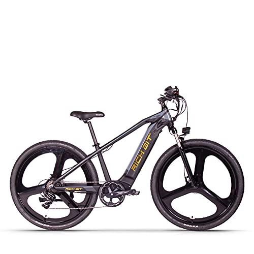 Bicicletas de montaña eléctrica : RICH BIT TOP-520 Bicicleta eléctrica para Hombres, Bicicleta eléctrica de montaña de 29", Bicicletas eléctricas de 7 velocidades de 48V * 10AH (Oro)