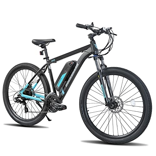 Bicicletas de montaña eléctrica : Rockshark - Bicicleta eléctrica de montaña de 27, 5 pulgadas para hombre y mujer, con motor Shimano de 21 marchas y rueda trasera y batería de litio de 36 V, 10, 4 Ah, color gris