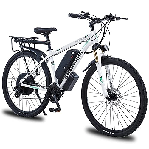 Bicicletas de montaña eléctrica : RSTJ-Sjef Bicicleta Eléctrica De 1000 W para Adultos Bicicleta Eléctrica De Montaña De 29 Pulgadas con Batería Extraíble 48V13ah, Engranajes Profesionales De 21 Velocidades, Blanco