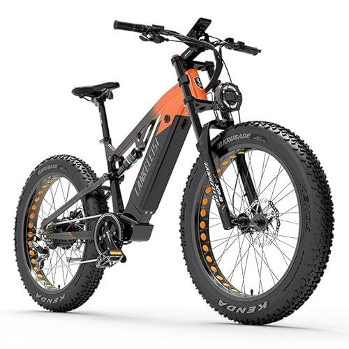 Bicicletas de montaña eléctrica : RV800 Bicicleta Eléctrica Batería 48V 20Ah 26 * 4 Neumáticos Grandes Suspensión Completa 7 Velocidades Doble Freno de Disco Hidráulico