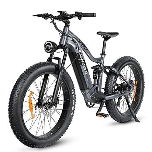 Bicicletas de montaña eléctrica : SAMEBIKE Bicicleta eléctrica 26" Fatbike Bicicleta Montaña Ebike, 48V / 17Ah Batería, con luz Trasera, kilometraje máximo 60-130 km