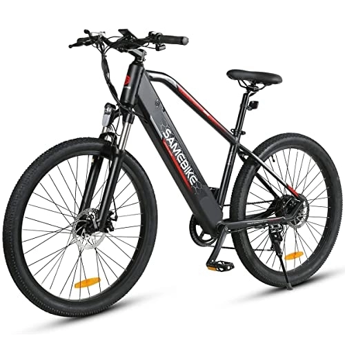 Bicicletas de montaña eléctrica : SAMEBIKE Bicicleta eléctrica 27.5 Pulgadas 48V / 10.4Ah batería, Shimano 7 Vel, Pedal Assist, Se Puede configurar la contraseña en la Pantalla，Alcance de hasta 35-90 km, Adultos Urbana City E-Bike(Negro)