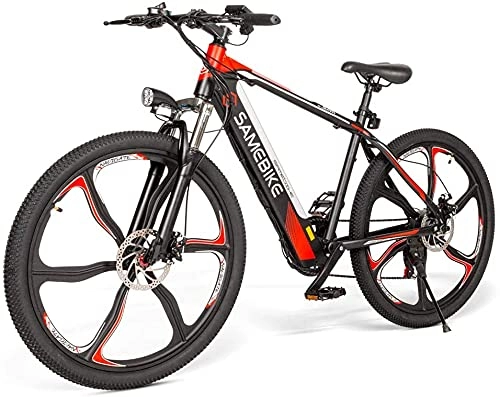 Bicicletas de montaña eléctrica : SAMEBIKE Bicicleta eléctrica de montaña de 26 pulgadas para adultos, 350 W, 48 V, 8 Ah, bicicleta eléctrica para hombre y mujer, cambio Shimano de 7 velocidades, con instrumento LCD (negro)