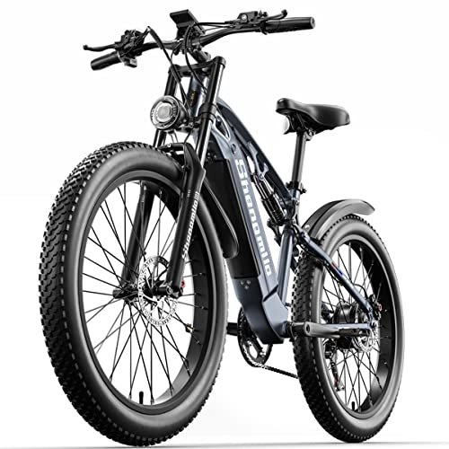 Bicicletas de montaña eléctrica : Shengmilo Bicicleta eléctrica MX05 80N.M 48 V / 15 Ah batería intercambiable 26 pulgadas totalmente suspendida bicicleta eléctrica Shimano 7
