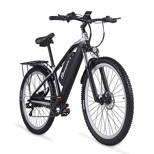 Bicicletas de montaña eléctrica : Shengmilo -M90 Bicicleta eléctrica de montaña eléctrica de 29 pulgadas con batería de iones de litio extraíble 48 V 17 A para adultos, doble sistema de frenado hidráulico, transmisión de 7 velocidades