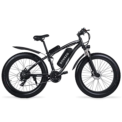 Bicicletas de montaña eléctrica : SONGZO Bicicleta eléctrica 48V 17AH 1000W Neumático Gordo 26 Pulgadas 4.0 Neumático Bicicleta eléctrica de montaña de Playa