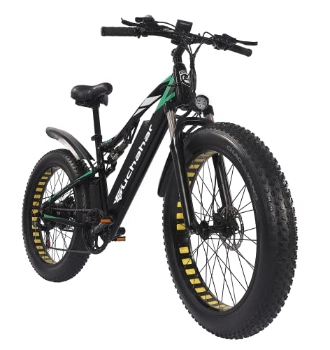 Bicicletas de montaña eléctrica : Suchahar Bicicleta de Montaña Eléctrica Shimano 7 Velocidades 26 * 4 Ebike Batería Extraíble 48V17Ah Doble Suspensión Bicicleta Eléctrica para Adultos