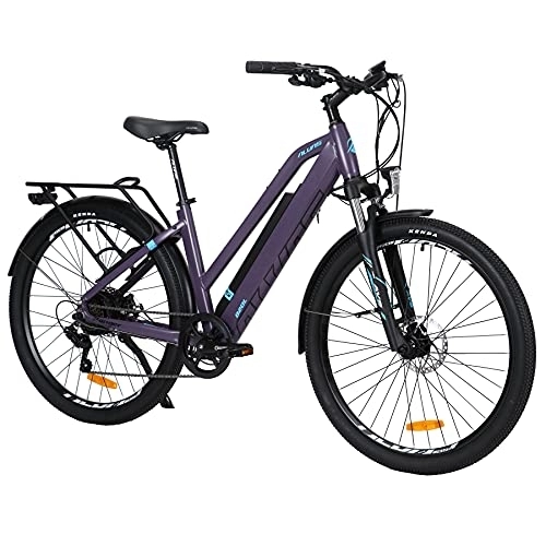 Bicicletas de montaña eléctrica : TAOCI Bicicleta eléctrica Trabajar de cercanías para Mujeres y Adultos, 27, 5" 36 V Shimano Batería de Litio extraíble de 7 velocidades La Bici montaña para Viajes al Aire Libre