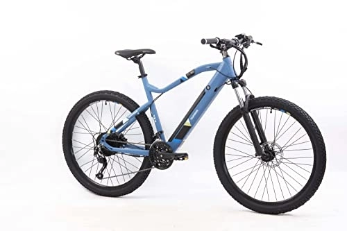 Bicicletas de montaña eléctrica : Telefunken Bicicleta eléctrica de montaña de aluminio, 27 velocidades, cambio de cadena Shimano Altus – Pedelec MTB 29 pulgadas, motor de rueda trasera 250 W, frenos de disco, azul, ascensor M923