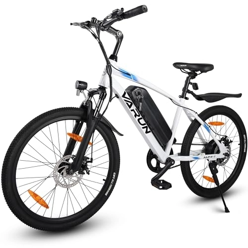 Bicicletas de montaña eléctrica : VARUN Bicicleta Eléctrica de 24 Pulgadas, Bici eléctrica de Montaña con Motor de 250W 36V 7.8Ah Batería Extraíble de Li-Ion, Bicicleta eléctrica de aleación de Aluminio para excursiones al Aire Libre