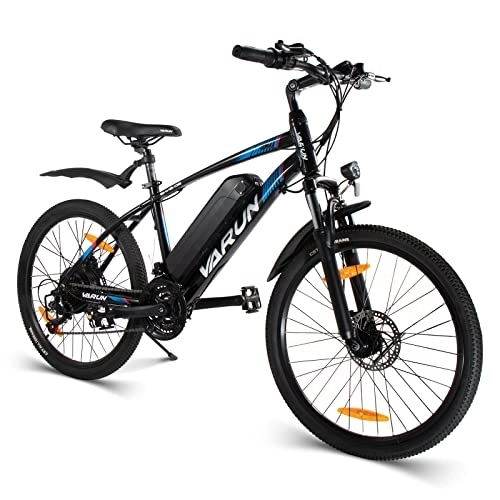 Bicicletas de montaña eléctrica : Varun Bicicleta Eléctrica de Montaña Eléctrica de 24", con Batería Extraíble de 36V, 8Ah Motor de 250 W, 25 km / h y Shimano de 21 Velocidades, Resistencia 55 – 70 km