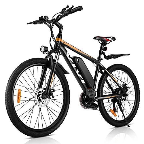 Bicicletas de montaña eléctrica : VIVI 26 Pulgadas Bicicleta eléctrica de montaña, Motor de 350 W, 36 V, 10.4 Ah batería extraíble, 32KM / H Bicicleta eléctrica para Adultos.(Naranja 26)