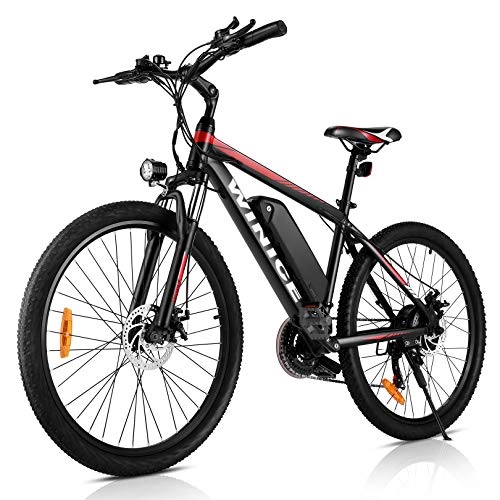 Bicicletas de montaña eléctrica : VIVI 26 Pulgadas Bicicleta Motor de 350W, Eléctrica de montaña, 36V 10.4Ah Batería extraíble, Bicicleta eléctrica para Adultos. (Rojo 26)