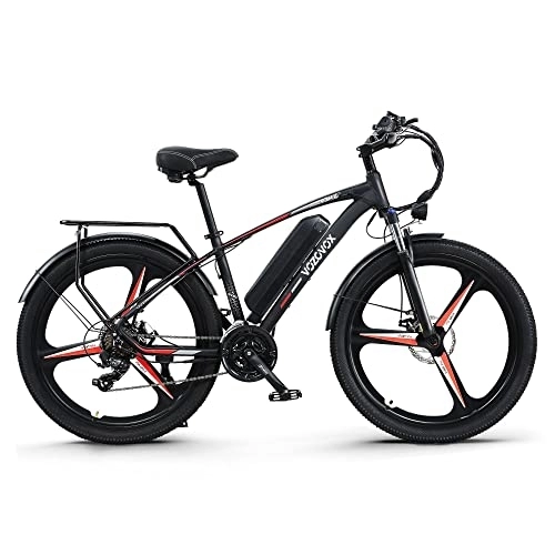 Bicicletas de montaña eléctrica : VOZCVOX Bicicleta eléctrica 26" E-Bike para Adultos 250W Urbana EBIKE Bicicleta de montaña Hombre Mujer E-MTB con Batería de Litio 48V12.8Ah, Shimano 21V, Negro