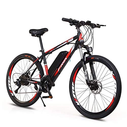Bicicletas de montaña eléctrica : XXZ Bicicleta Eléctrica de Montaña Ciclomotor 26 Pulgadas con Motor de 250W Bateria de Litio 36V 10AH Marco de Aluminio Frenos de Disco 3 Modos de Arranque, Black Red
