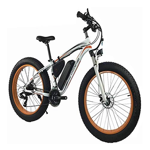 Bicicletas de montaña eléctrica : XXZ Bicicleta Eléctrica de Montaña Ciclomotor 26 Pulgadas con Motor de 350W Bateria de Litio 36V Marco de Aluminio Frenos, Blanco