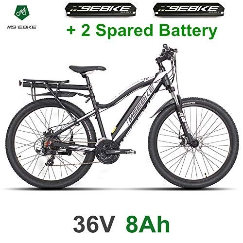 Bicicletas de montaña eléctrica : ZDDOZXC 21 velocidades, 27, 5 pulgadas Pedal Assist bicicleta elctrica, batera de invisibilidad 36V, horquilla de suspensin, ambos frenos de disco, bicicleta de montaña E bike